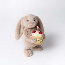 Peluche morbido coniglio con torta compleanno