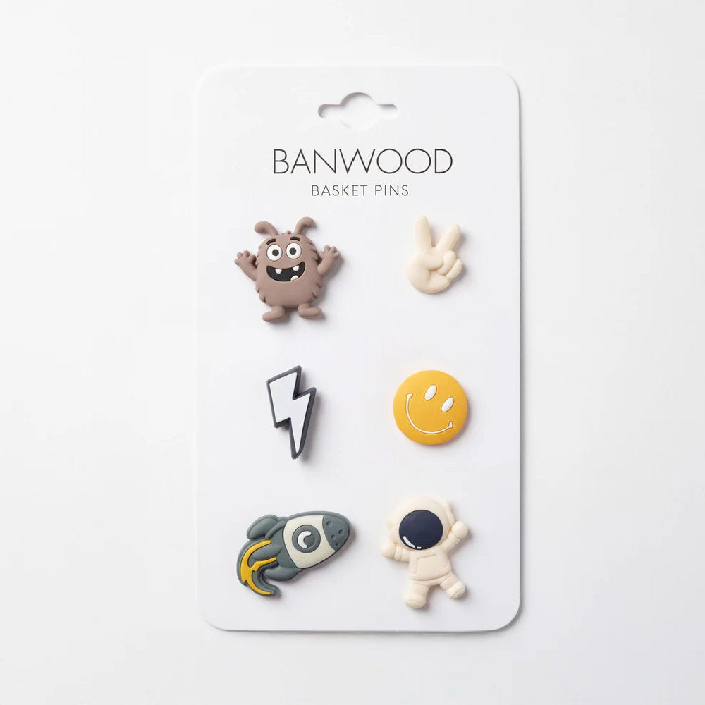 Spille Decorative Banwood Pins per Cestino – Tema Giurassico (Set da 6 Pezzi)