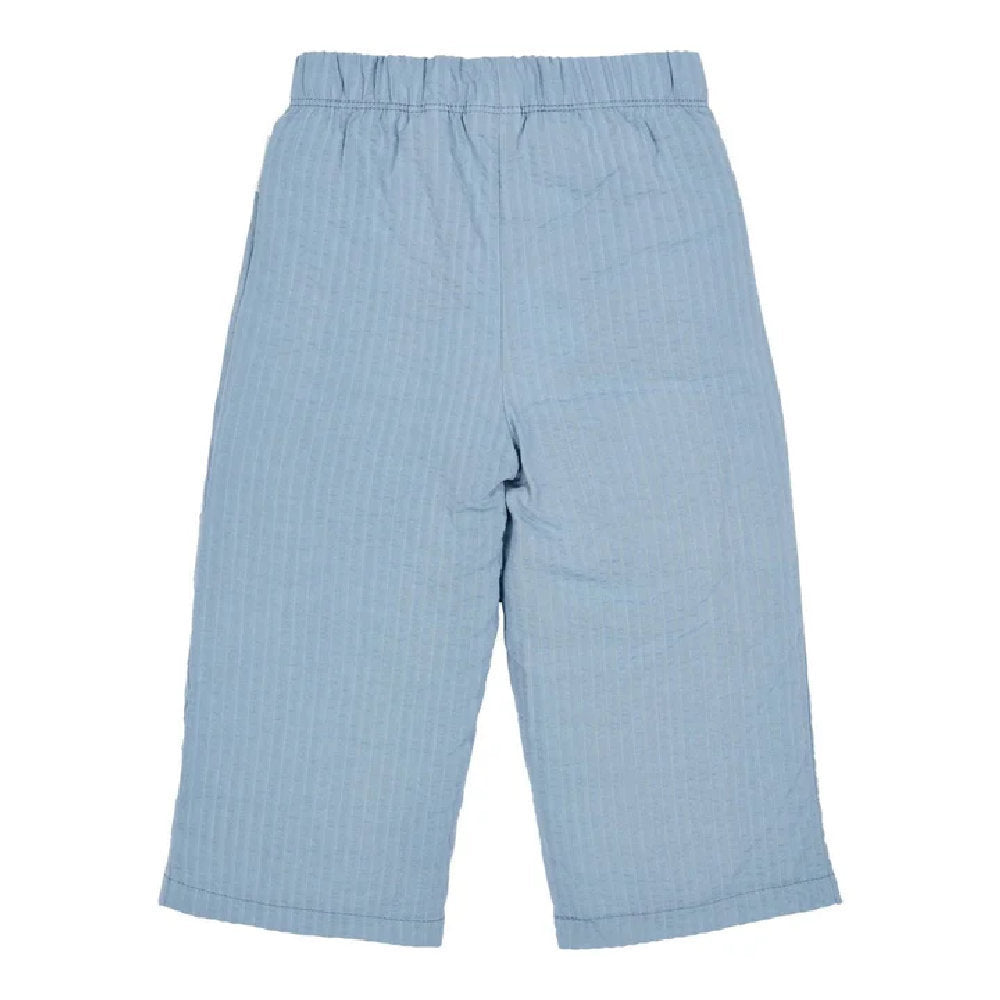 Pantaloni a Gamba Larga in Cotone Biologico Effetto Stropicciato - Denim Blue