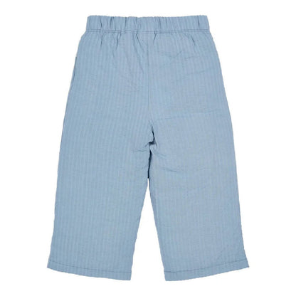 Pantaloni a Gamba Larga in Cotone Biologico Effetto Stropicciato - Denim Blue