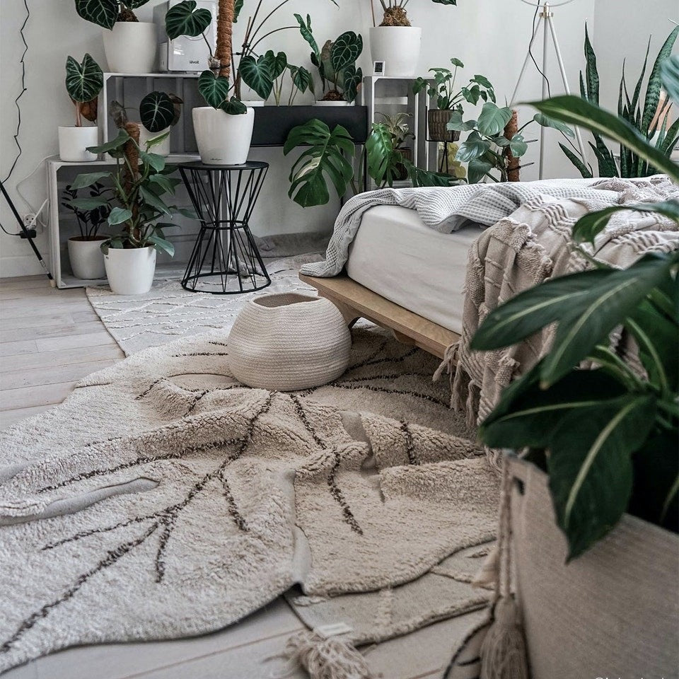 Tappeto lavabile Foglia di Monstera - 97% cotone naturale - Lavabile in lavatrice