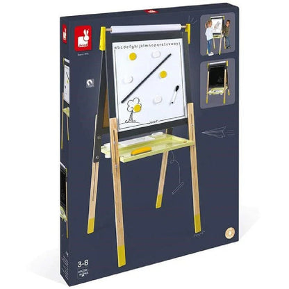 Lavagna a Cavalletto Bifacciale in Legno Regolabile - Lavagna Magnetica e in Ardesia