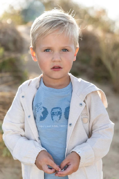 Cardigan con Cappuccio Bambino in Cotone Biologico - Sabbia Melange