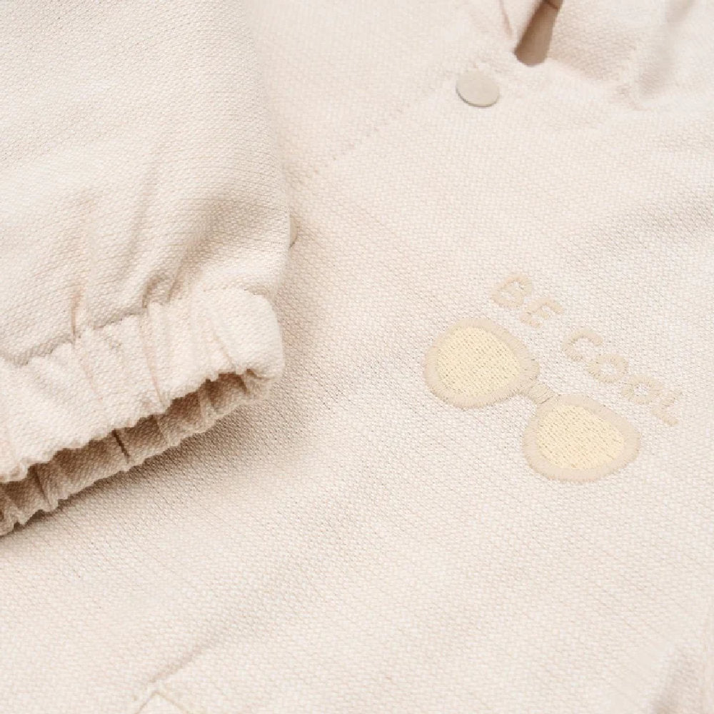 Cardigan con Cappuccio Bambino in Cotone Biologico - Sabbia Melange