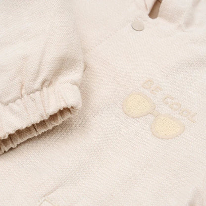 Cardigan con Cappuccio Bambino in Cotone Biologico - Sabbia Melange