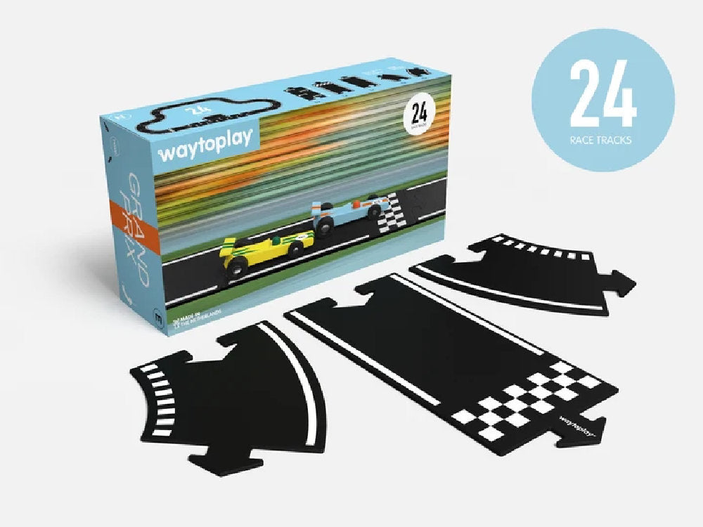 Pista Flessibile in Gomma Waytoplay Set 'Grand Prix' (24 Pezzi - 384 cm)