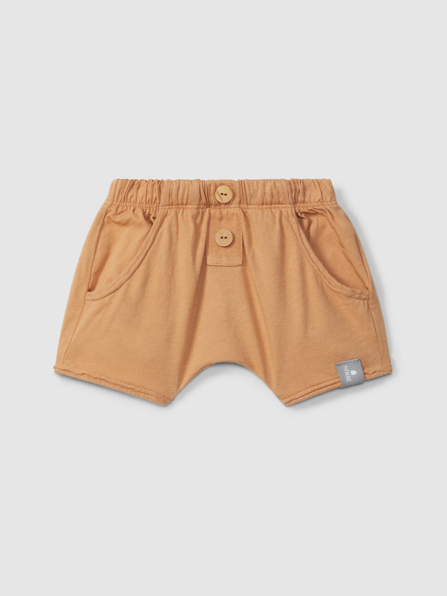 Shorts Pull-up in Jersey di Cotone con Bottoni in Legno