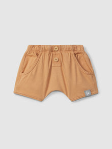 Shorts Pull-up in Jersey di Cotone con Bottoni in Legno