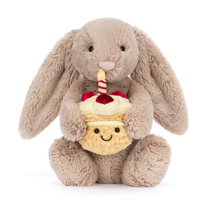 Peluche morbido coniglio con torta compleanno