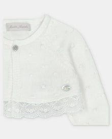 Cardigan Corto in Maglia 100% Cotone con pizzo