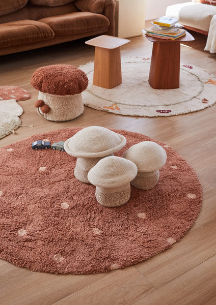 Tappeto lavabile rotondo Mushrooms Dot - Ø140 cm