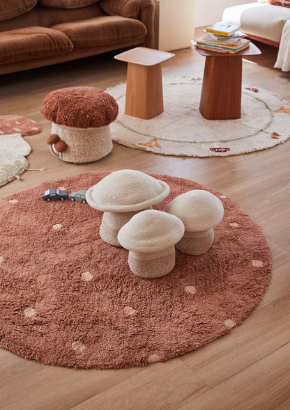 Tappeto lavabile rotondo Mushrooms Dot - Ø140 cm