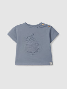 T-shirt in Jersey di Cotone con Ricamo e Bottoni in Legno