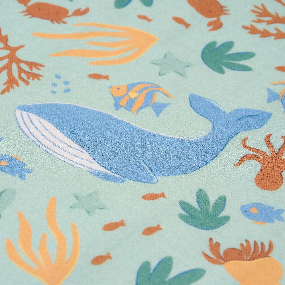 Poncho Mare Bambino 'Ocean Friends' in Mussola e Spugna (Cotone Biologico)