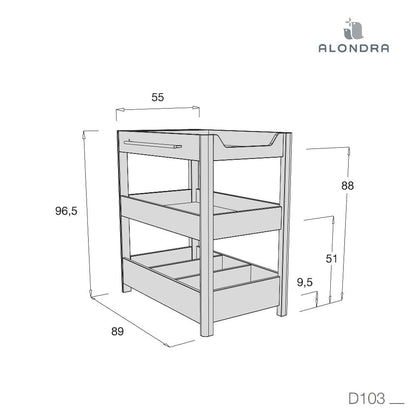Mobile fasciatoio 50x80 cm con ripiani legno/bianco - Neo Dadá