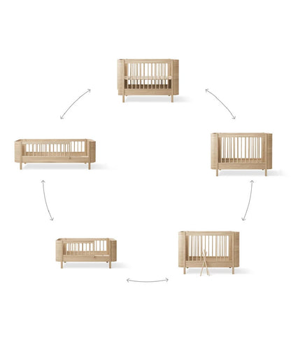 Lettino evolutivo Mini+ con Junior Kit (0-9 anni) - In legno di betulla