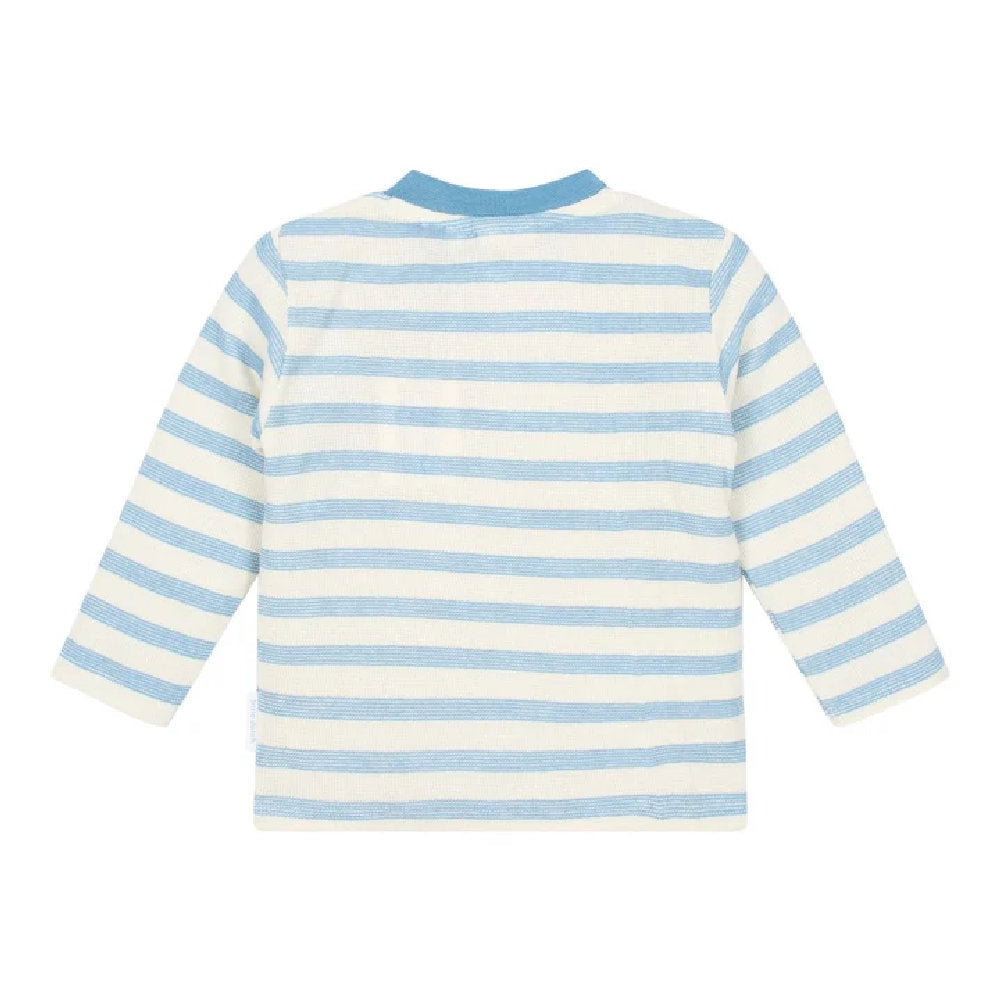 Maglia a Maniche Lunghe Bambino a Righe in Cotone Biologico - Steel Blue