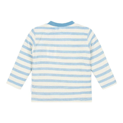 Maglia a Maniche Lunghe Bambino a Righe in Cotone Biologico - Steel Blue