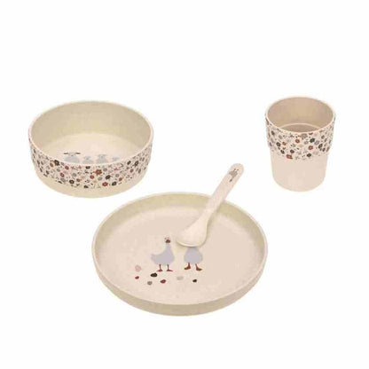 Set piatti 4 pezzi - Ciotola, piatto,bicchiere e cucchiaio