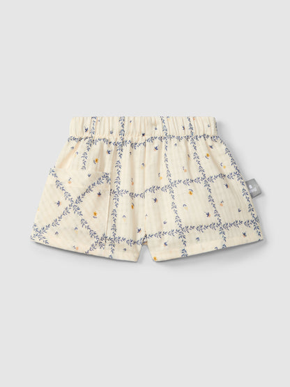Shorts Pull-up in Cotone Morbido con Stampa e Texture