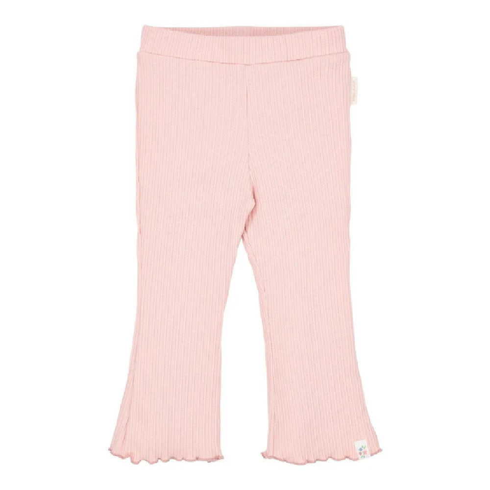 Pantaloni a Zampa Bambina in Cotone Biologico a Costine - Fairy Pink