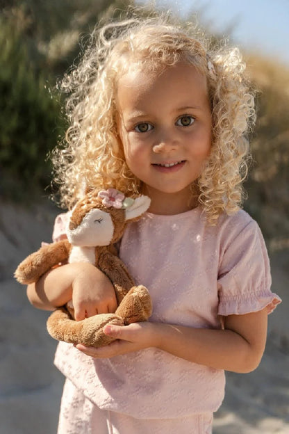 Maglietta Bambina 'Fairy Pink' con Volant e Motivo Floreale a Rilievo
