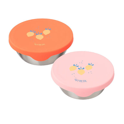 Set 2 Contenitori Porta Snack in Acciaio Inox e Silicone (Salvaspazio)
