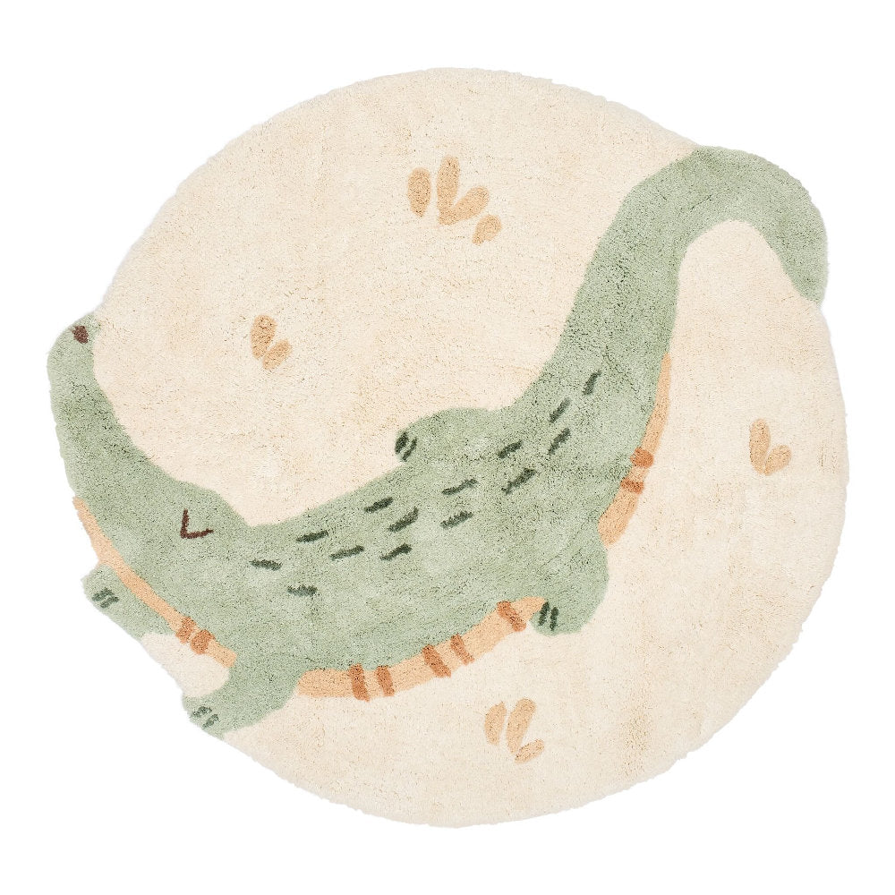 Tappeto lavabile in cotone biologico Coccodrillo - 120x117cm