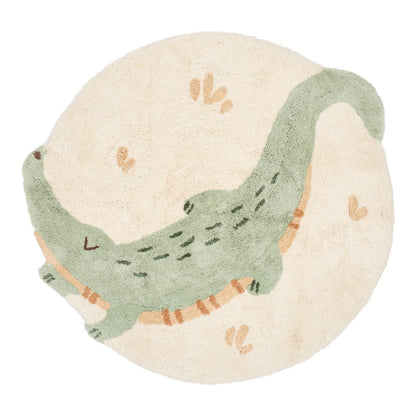 Tappeto lavabile in cotone biologico Coccodrillo - 120x117cm