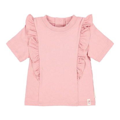 Maglietta da Bagno Bimba 'Dreamy Pink Rose' (Tessuto 3D e Bottoni a Pressione)
