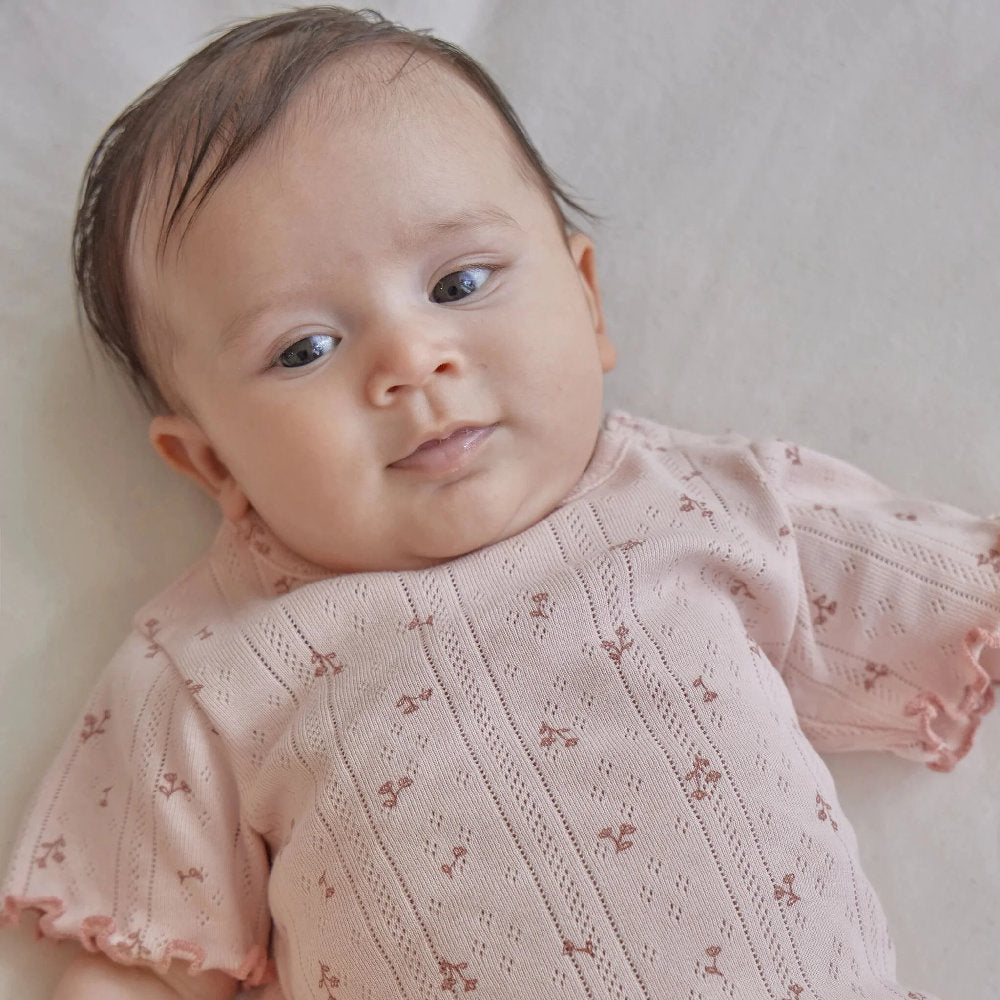 T-Shirt maniche Corte in Cotone Biologico Pointelle - Fairy Flowers