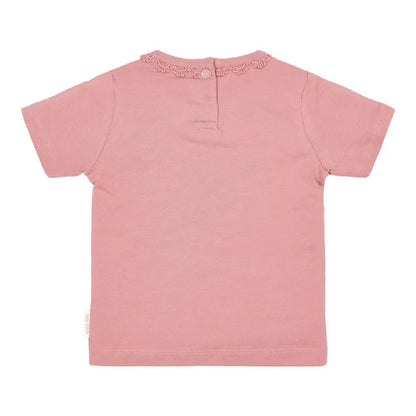 Maglietta Bambina in Cotone Biologico - Pink Blush con Volant