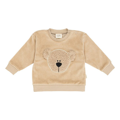 Maglioncino ricamato Teddy in cotone biologico