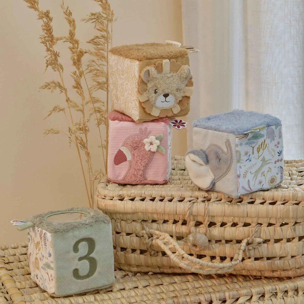 Set di Cubi Morbidi Sensoriali 'Safari Friends' Little Dutch - Da 0+ mesi