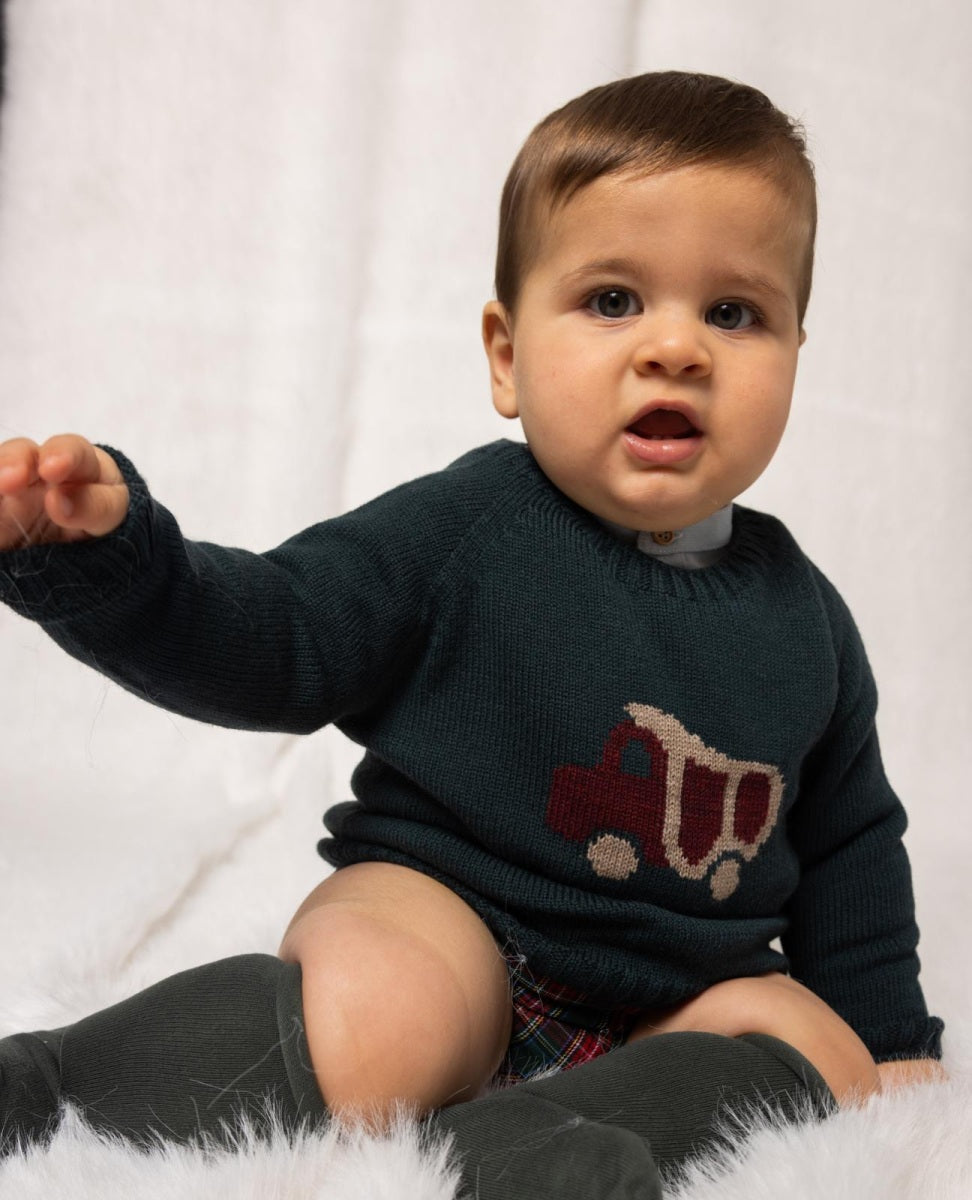 Maglione lavorato a maglia con Camion - 50% Lana merino