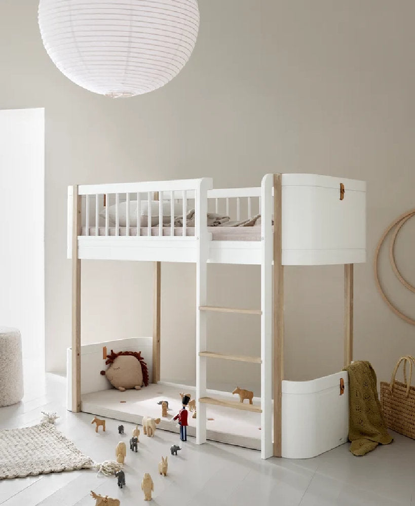 Lettino a soppalco basso in Legno di Betulla - Wood Mini+ Low Loft Bed