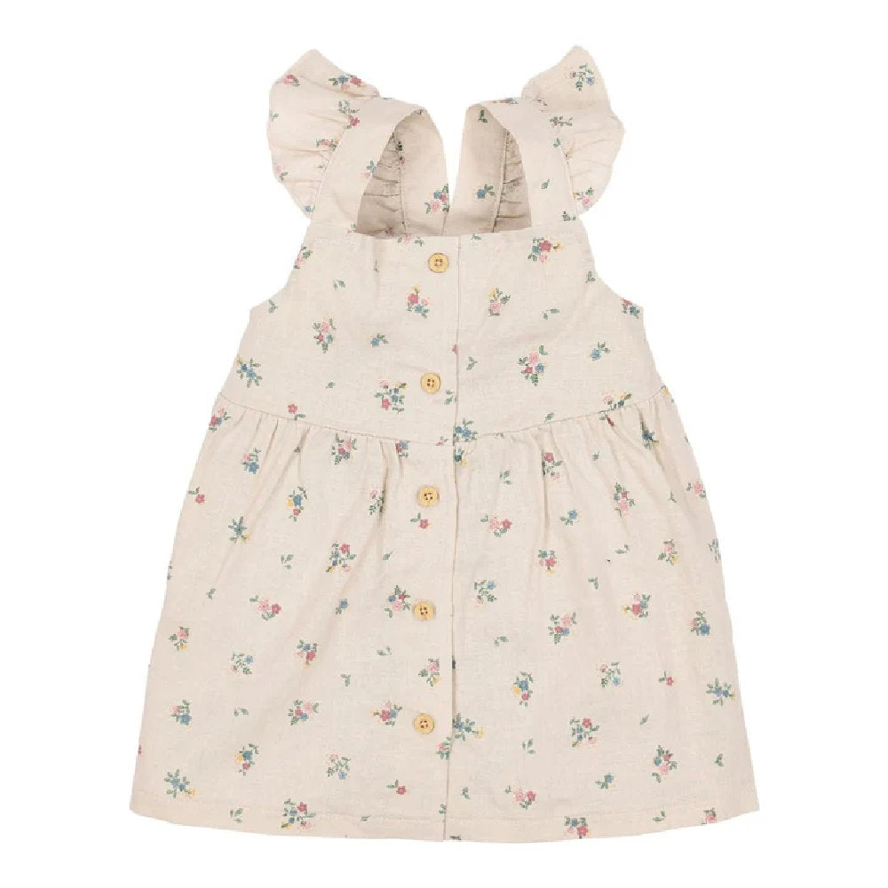 Vestito Estivo Smanicato Bambina in Cotone Biologico Effetto Lino - Fairy Bloom