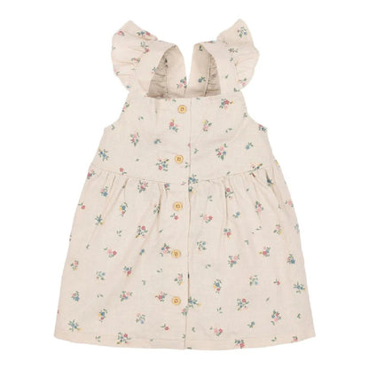 Vestito Estivo Smanicato Bambina in Cotone Biologico Effetto Lino - Fairy Bloom