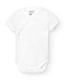 Body Neonato Incrociato a Maniche Corte in 100% Fibre di Bamboo