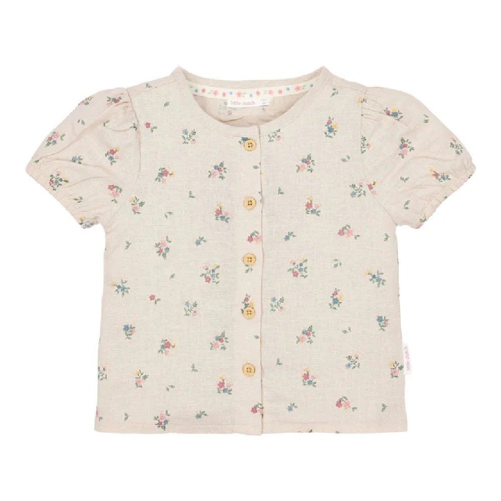 Blusa Camicetta Bambina in Cotone Biologico Effetto Lino - Stampa Fairy Bloom