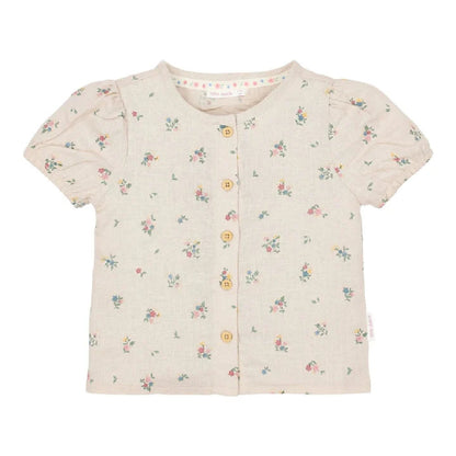 Blusa Camicetta Bambina in Cotone Biologico Effetto Lino - Stampa Fairy Bloom