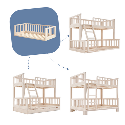 Letto Montessoriano Evolutivo Ettino Nido in Legno (Made in Italy) - 90x200 cm