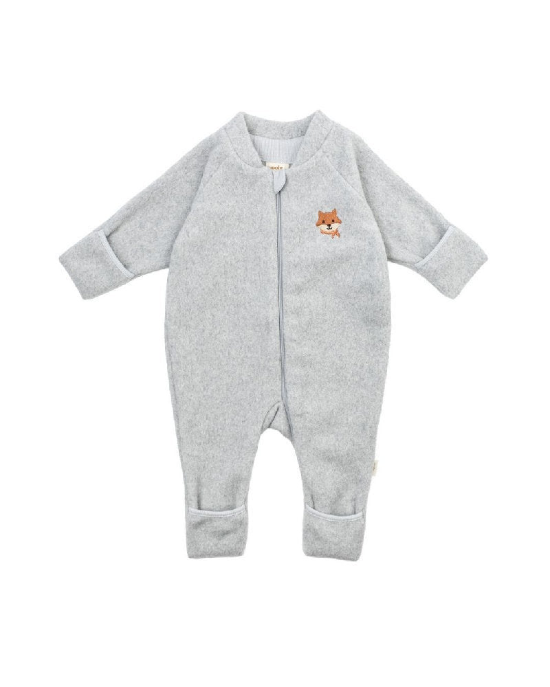 Tutina Onesie in Pile di Cotone Biologico con Ricamo