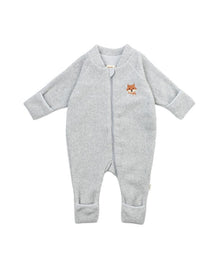 Tutina Onesie in Pile di Cotone Biologico con Ricamo