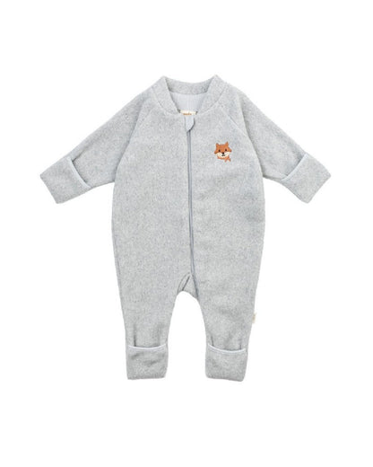 Tutina Onesie in Pile di Cotone Biologico con Ricamo