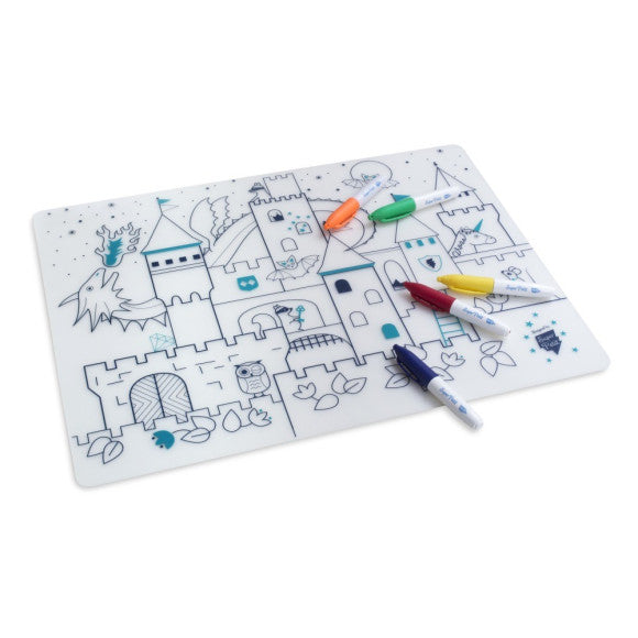 Tovaglietta in silicone da colorare con 5 pennarelli - 40x30cm