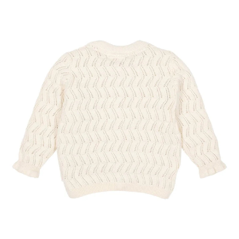Cardigan in Maglia di Cotone Biologico - Color Crema con Volant