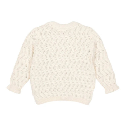 Cardigan in Maglia di Cotone Biologico - Color Crema con Volant