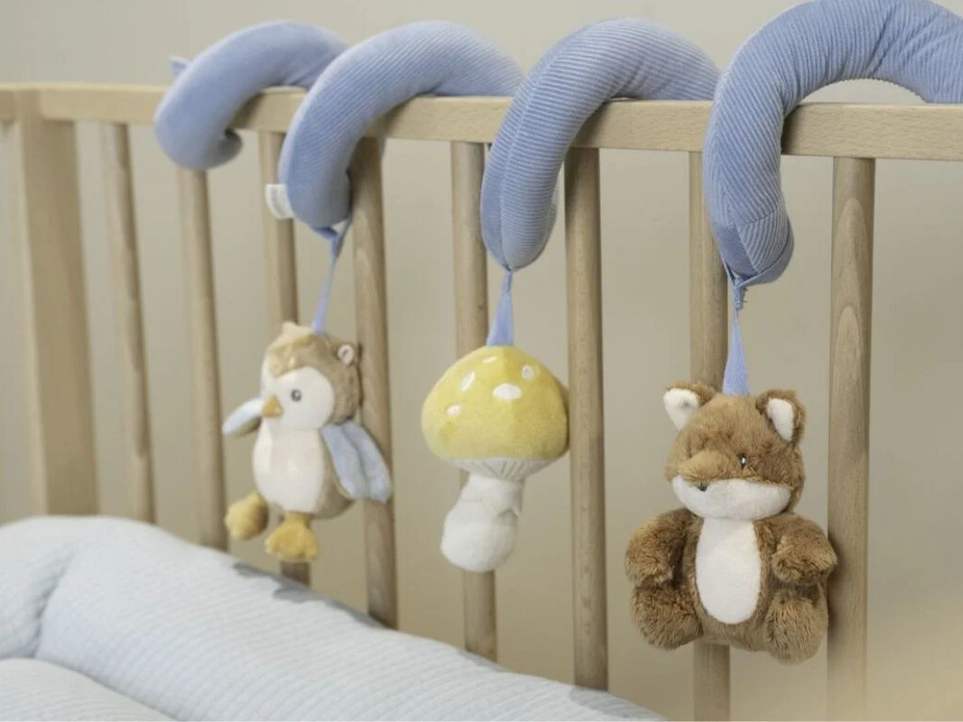 Spirale attività morbida in tessuto - Agganciala al lettino, ovetto o passeggino!