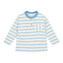 Maglia a Maniche Lunghe Bambino a Righe in Cotone Biologico - Steel Blue